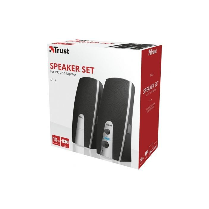 Trust Altavoces Mila 2.0 5W RMS 10W Max Autoalimentado USB Conexión Frontal Negro 2