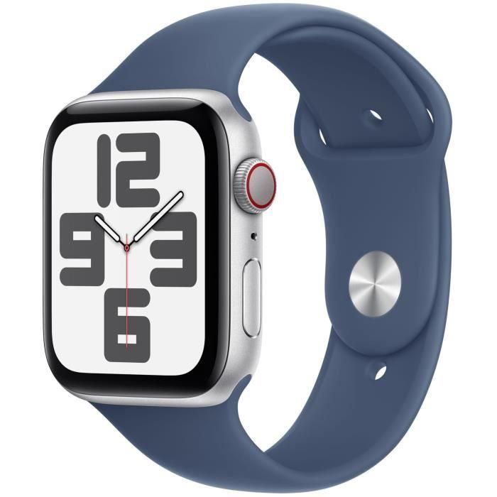 Apple Watch SE GPS + Cellular - 44 mm - Caja de aluminio plateada - Correa deportiva de mezclilla - M/L