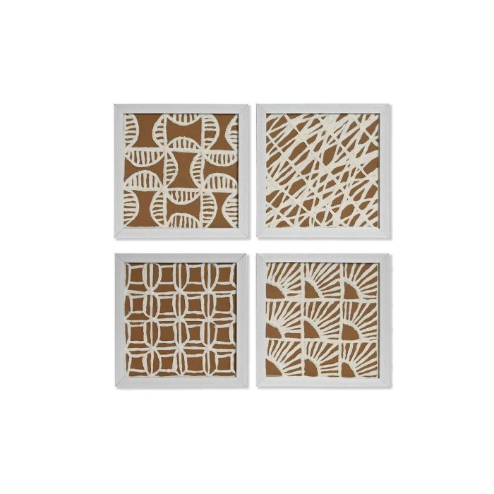 Cuadro Moderno DKD Home Decor Blanco Natural 2 x 22 x 22 cm Set de 4 Cuadro Moderno DKD Home Decor Blanco Natural 2 x 22 x 22 cm Set de 4