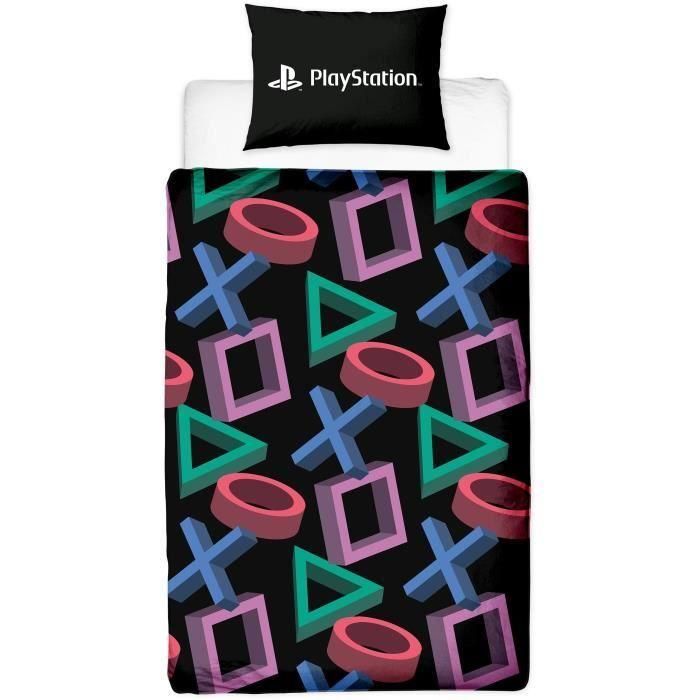 Juego de cama reversible - PLAYSTATION - Microfibra - 1 funda nórdica 140 x 200 cm + 1 funda de almohada 63 x 63 cm 1 Juego de cama reversible - PLAYSTATION - Microfibra - 1 funda nórdica 140 x 200 cm + 1 funda de almohada 63 x 63 cm 1
