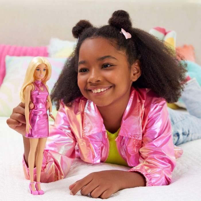 Muñeca Barbie Fashionista Vestido Rosa Metalizado Hyt88 5 Muñeca Barbie Fashionista Vestido Rosa Metalizado Hyt88 5
