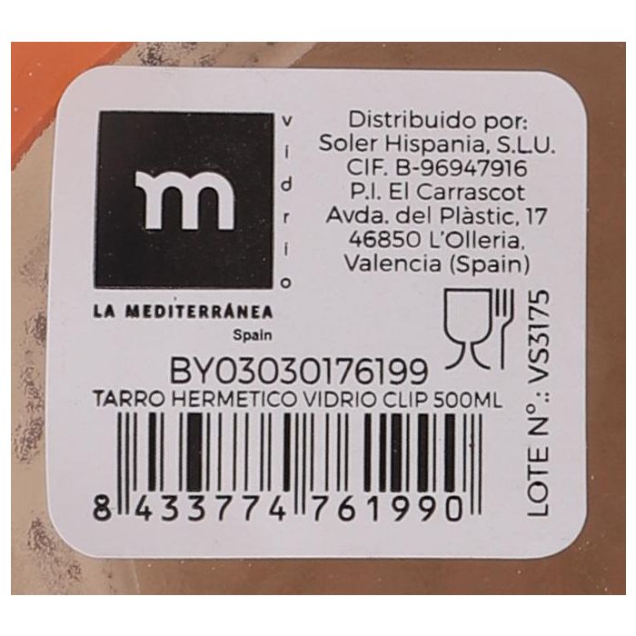 La Mediterranea Tarro Hermetico Vidrio Clip 500 ml. Medidas 12x9x10 cm. 14