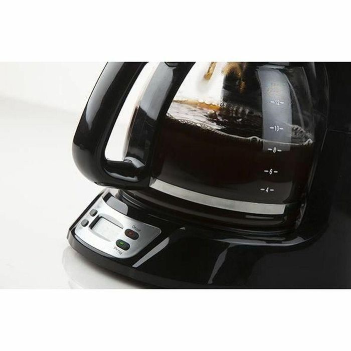 Domo Cafetera de filtro DO708K - 1000 W - 1,5 L - 12 tazas - Pantalla LCD - Temporizador 24 horas - Negra y acero inoxidable 1