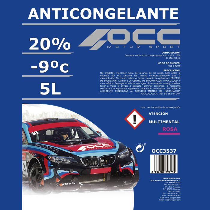 Anticongelante OCC Motorsport 20% Rosa (5 L) 4 Anticongelante OCC Motorsport 20% Rosa (5 L) 4