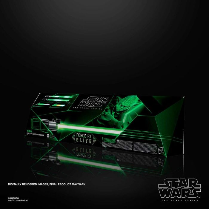 Hasbro Star Wars The Black Series Sable Luz Force FX Elite de Yoda con luces LED, efectos de sonido y base incluida 13