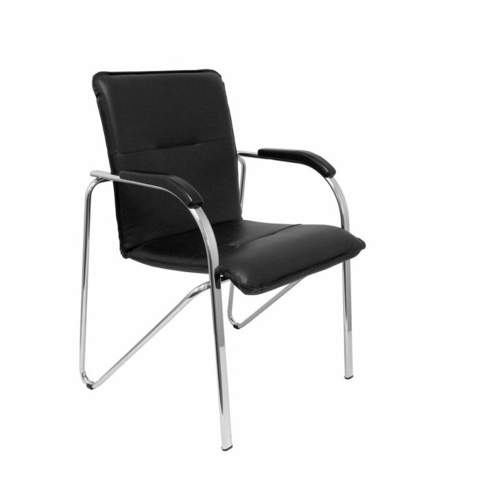 Piqueras y Crespo Pack de 2 Sillas Samba con Brazos, Estructura Cromada y Similpiel Negro - Diseño Ergonómico Piqueras y Crespo Pack de 2 Sillas Samba con Brazos, Estructura Cromada y Similpiel Negro - Diseño Ergonómico