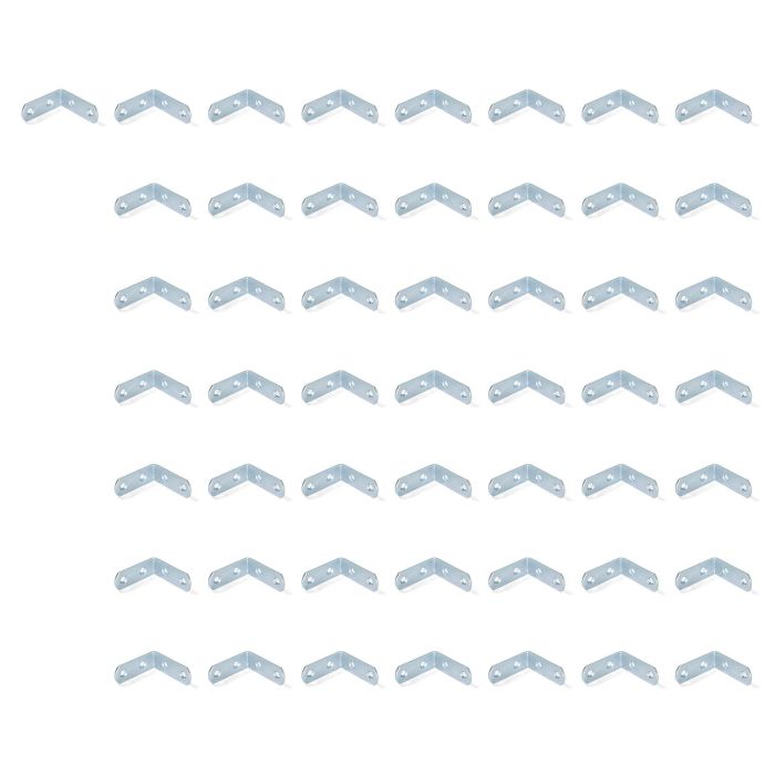 Emuca Lote de 50 escuadras de unión para muebles, 42x42mm, 4 agujeros, Acero, Cincado