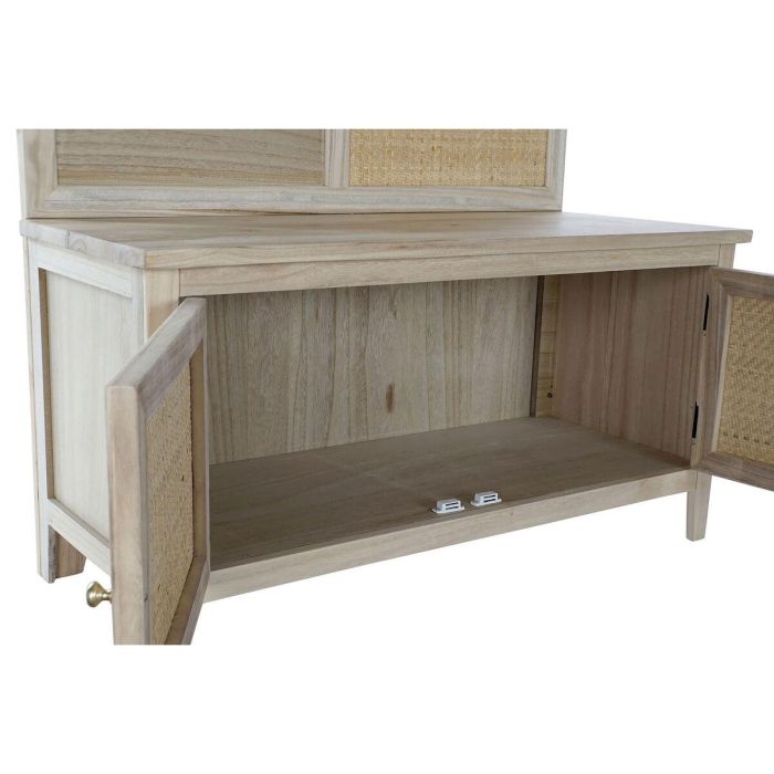 Perchero con espejo Home ESPRIT Natural Ratán Madera de Paulonia Espejo 92 x 40 x 181 cm 4