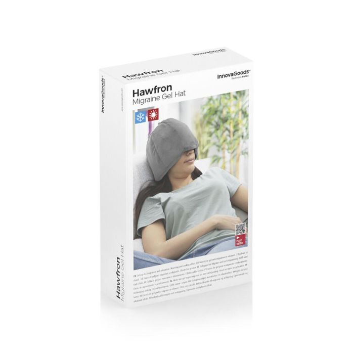 Innovagoods Gorro de Gel para Migrañas y Relajación, Gris, Talla Única con 4 Bolsas de Gel Extraíbles para Calentar o Enfriar