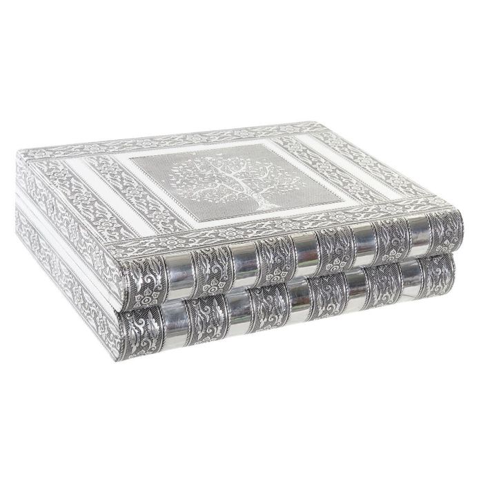 DKD Home Decor Joyero Indio Plateado Natural de Madera y Aluminio 21 x 7.6 x 27.5 cm 1