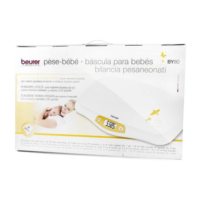 Beurer BY-80 Báscula para Bebés con Pantalla LCD, Función Tara y Retención para Seguimiento de Peso 1 Beurer BY-80 Báscula para Bebés con Pantalla LCD, Función Tara y Retención para Seguimiento de Peso 1