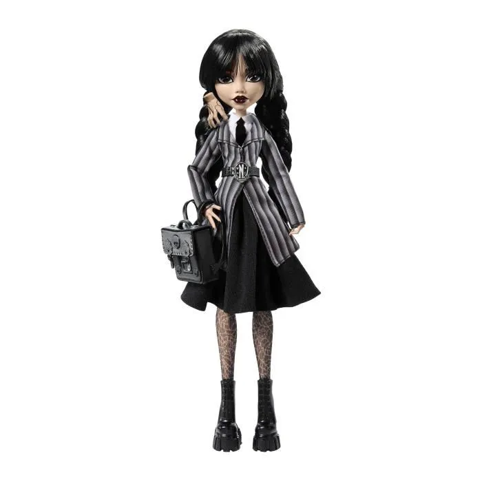 Monster High Muñeca Miércoles Addams en Uniforme con Cosa HXJ04 4