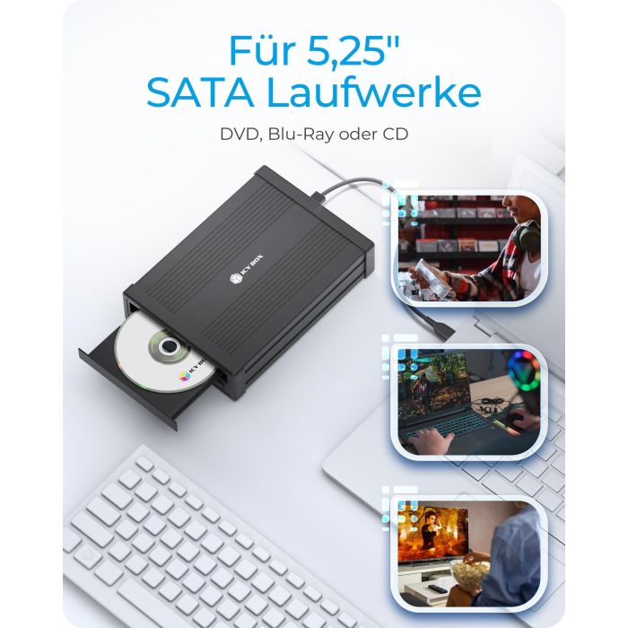 ICY BOX IB-525-U3 Externes USB-B 3.2 Gehäuse für 5,25" SATA Laufwerk 1 ICY BOX IB-525-U3 Externes USB-B 3.2 Gehäuse für 5,25" SATA Laufwerk 1