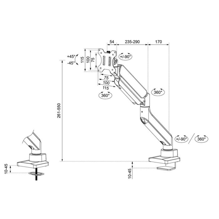 Soporte de Mesa para Pantalla Neomounts DS70PLUS-450WH1 17" 49" 1