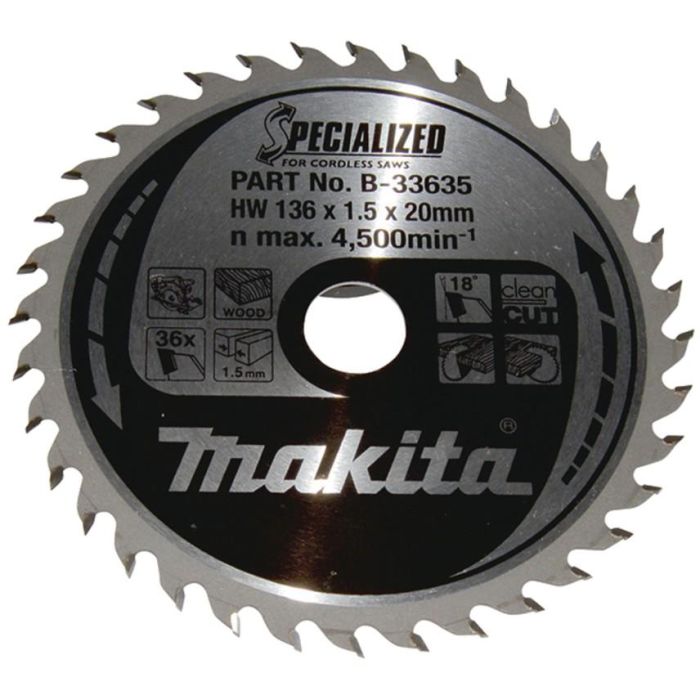 Makita B-33635 Hoja de sierra especializada 36x20x16Z 136x20x36Z