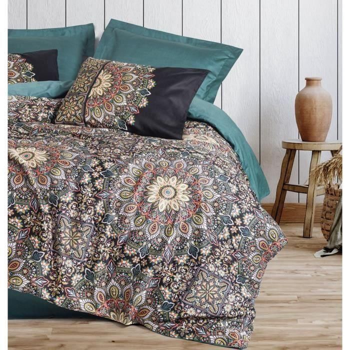 Juego de cama - 1 funda nórdica 220x240 cm + 2 fundas de almohada 60x60 cm - 100% algodón satén - Essence 2 Juego de cama - 1 funda nórdica 220x240 cm + 2 fundas de almohada 60x60 cm - 100% algodón satén - Essence 2