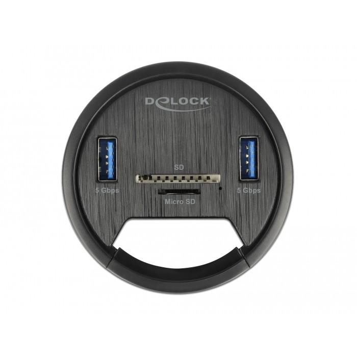 DELOCK 2 Port Tisch-Hub 2x SuperSpeed USB Typ-A und Card Reader fur SD und Micro 1 DELOCK 2 Port Tisch-Hub 2x SuperSpeed USB Typ-A und Card Reader fur SD und Micro 1