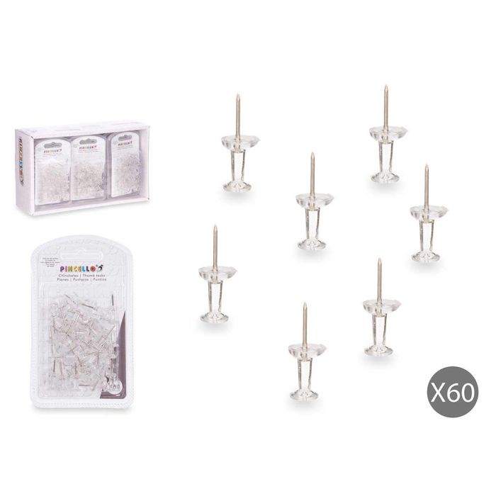 Set 60 Chinchetas Transparentes Pincello 2X11CM (24 Unidades) Set 60 Chinchetas Transparentes Pincello 2X11CM (24 Unidades)