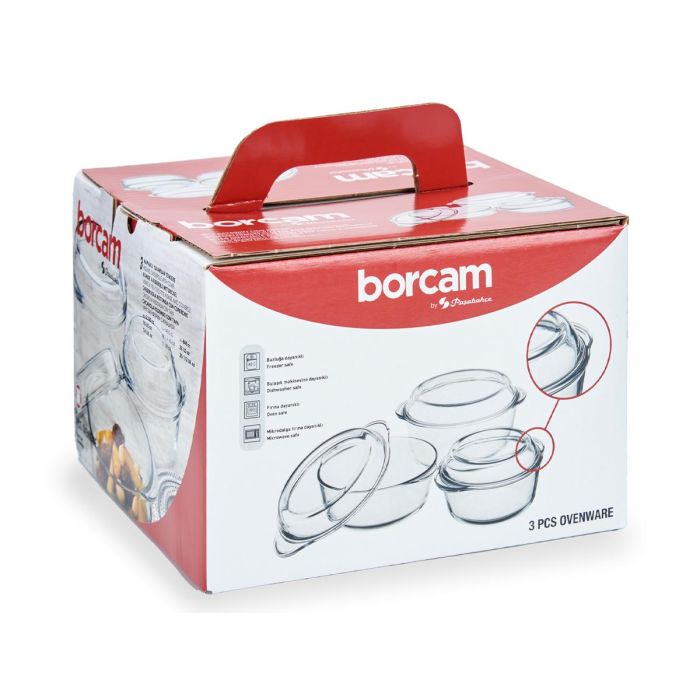 Set 3 Cacerolas Borcam Pasabahce 840 ml, 1450 ml, 2100 ml - Vidrio Borosilicato (2 Unidades) 2