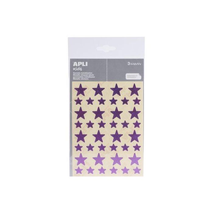 Gomets Apli Metalizados Bolsa 3H Estrella Surt.(Gde.Y Peq.) Holografica Lila 120 Uds. (12056) (Set de 10)