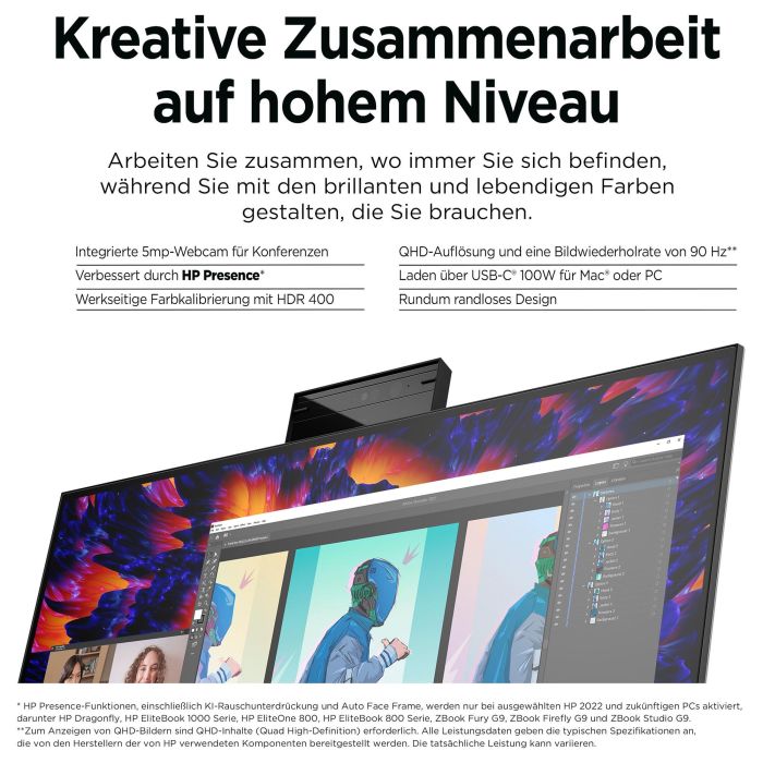 HP Monitor Z24m G3 23.8'' QHD (2560x1440) IPS 5ms USB-C Webcam Altavoces para Conferencias Plata 10