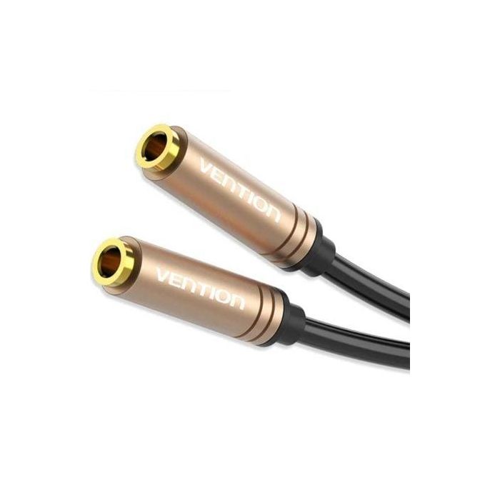 Vention BFABY Cable Extensión Audio Estéreo Jack 3.5mm Hembra a Hembra 30cm Negro Conectores Chapados en Oro Cobre Estañado Vention BFABY Cable Extensión Audio Estéreo Jack 3.5mm Hembra a Hembra 30cm Negro Conectores Chapados en Oro Cobre Estañado