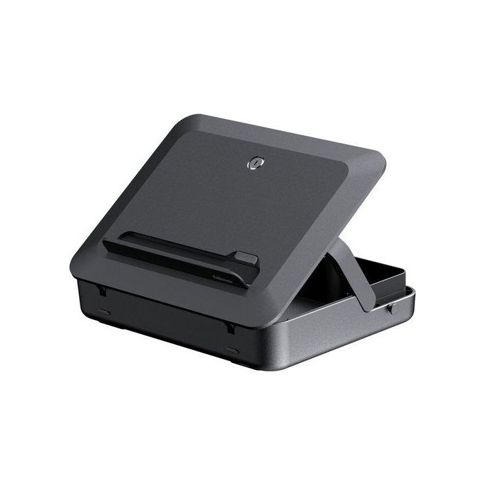 Fellowes 100016564 Maletín con Elevador Breyta para Portátiles hasta 14" Negro – Ergonómico, 5 Ajustes de Altura, Reciclable