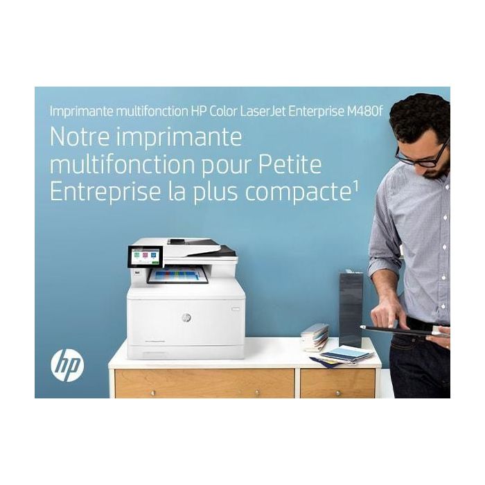 HP Color LaserJet Enterprise M480f - Impresora Multifunción Láser Color con Escáner, Fax, 27 ppm, Duplex, Pantalla Táctil 4.3", 2 GB RAM, HP Sure Start 21