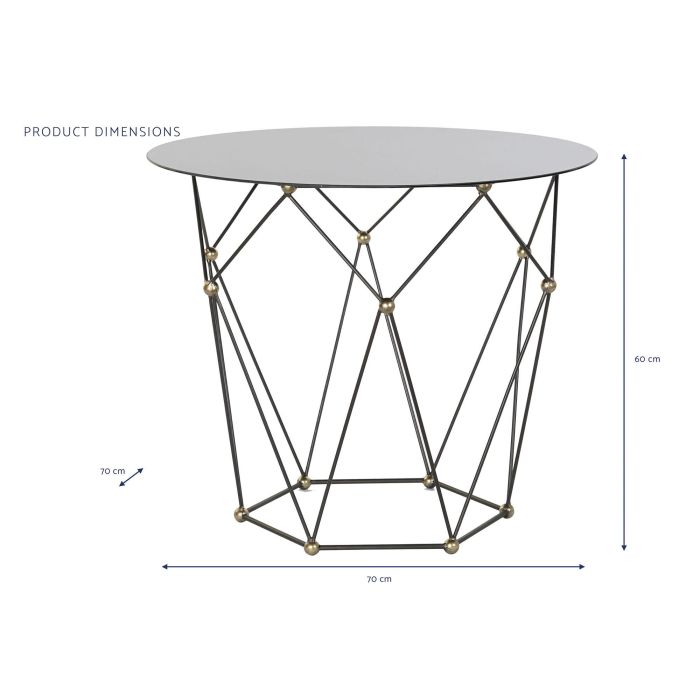 DKD Home Decor Mesita Auxiliar Estilo Loft en Metal y Cristal, Colores Negro y Dorado, Dimensiones 70x70x60 cm (Ancho x Largo x Alto) 3 DKD Home Decor Mesita Auxiliar Estilo Loft en Metal y Cristal, Colores Negro y Dorado, Dimensiones 70x70x60 cm (Ancho x Largo x Alto) 3