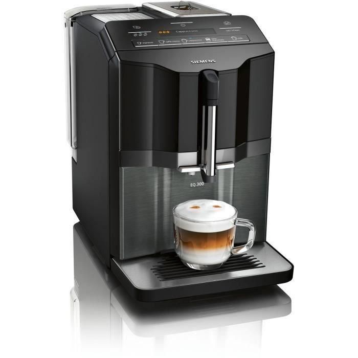 Siemens TI355209RW Cafetera Espresso Automática EQ.300, Acabado Acero Inoxidable Oscuro y Negro Brillante, 1300W, 15 Bares, 5 Bebidas Siemens TI355209RW Cafetera Espresso Automática EQ.300, Acabado Acero Inoxidable Oscuro y Negro Brillante, 1300W, 15 Bares, 5 Bebidas