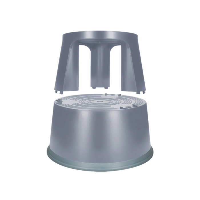 Q-connect Taburete con Ruedas Retráctiles ABS Gris Dos Niveles Soporta 150kg Ø43.5x43cm 2