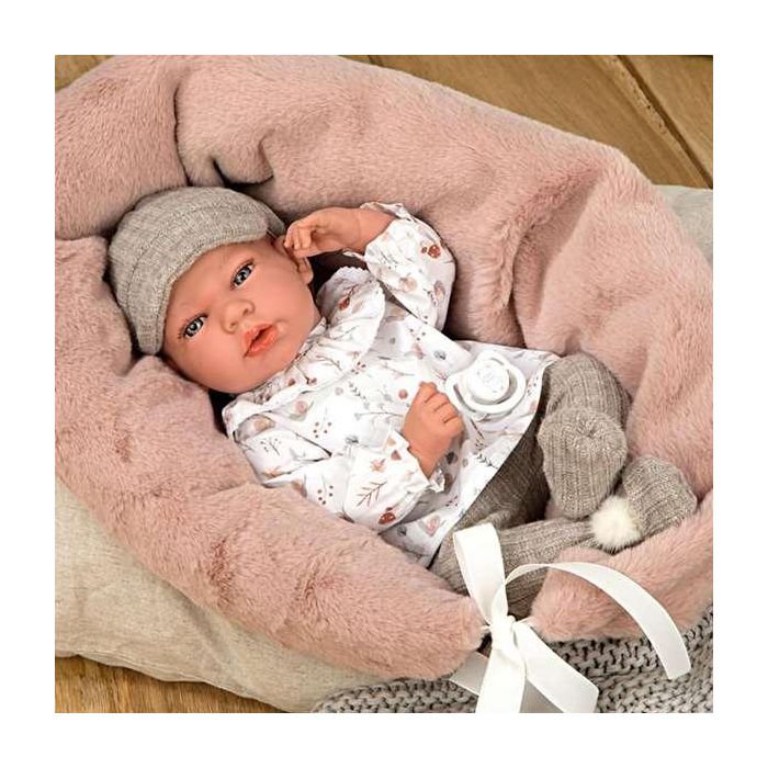 Muñeca elegance andie gris con cojin lactancia, incluye chupete (muñeco de peso)40 cm 11