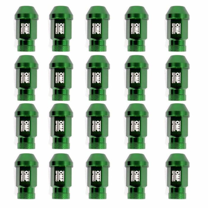 Set Tuercas OMP 7075 40 mm M12 x 1,50 20 uds Verde 1 Set Tuercas OMP 7075 40 mm M12 x 1,50 20 uds Verde 1