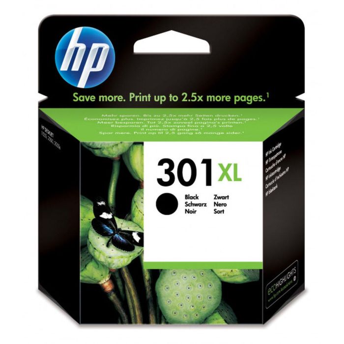 HP 301XL Cartucho de Tinta Negro Original XL de Alto Rendimiento para Impresoras HP