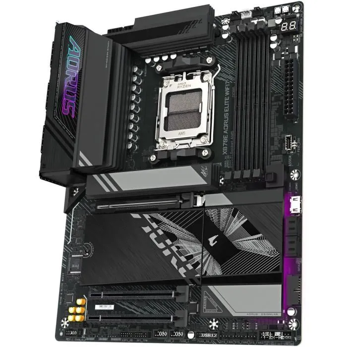 Gigabyte Placa Base X870E AORUS ELITE WIFI7 ATX AM5 para CPUs AMD Ryzen 7000, 8000, 9000, Wi-Fi 7, DDR5, PCIe 5.0, 2.5GbE LAN