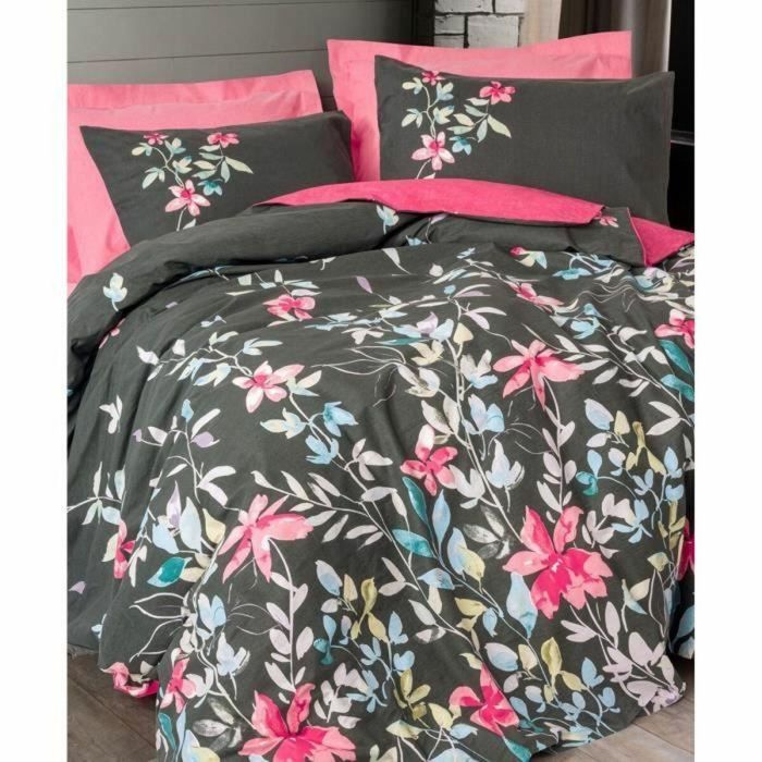 Juego de cama funda nórdica 220x240 cm + 2 fundas de almohada 60x60 cm 100% algodón Rosa 1