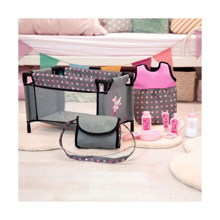 Set cuidados muñeca bebé 11 piezas rosa/gris 2 Set cuidados muñeca bebé 11 piezas rosa/gris 2