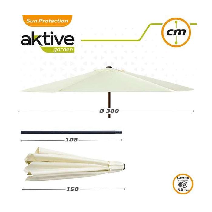 Parasol de terraza redondo 300 cm con chimenea y mástil de aluminio 4,8 cm aktive 2 Parasol de terraza redondo 300 cm con chimenea y mástil de aluminio 4,8 cm aktive 2