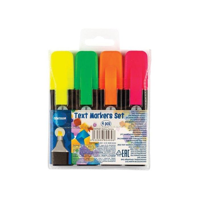 Marcador Fluor Centrum Surtido Estuche De 4 12 unidades