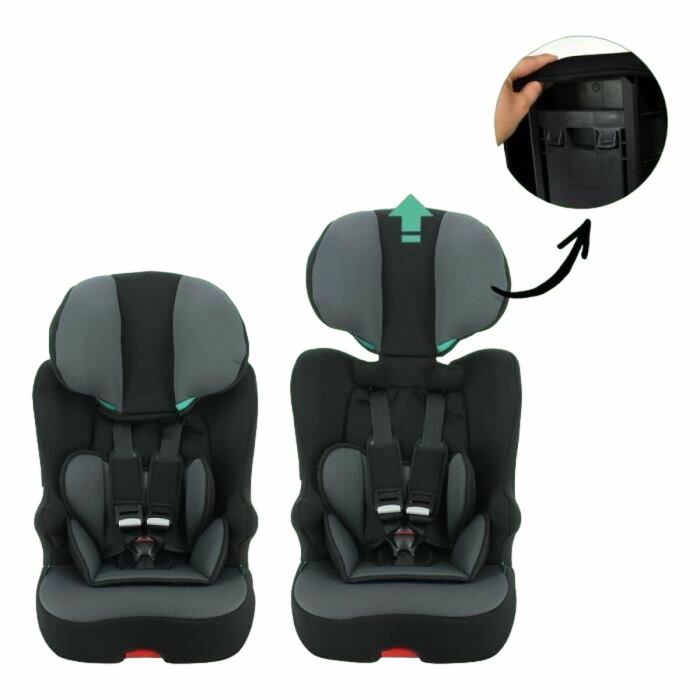 Silla de coche NANIA RACE I FIX isofix 76-140 cm R129  de 3 a 10 años  Reposacabezas regulable  Base basculante  Negra  Fabricación francesa