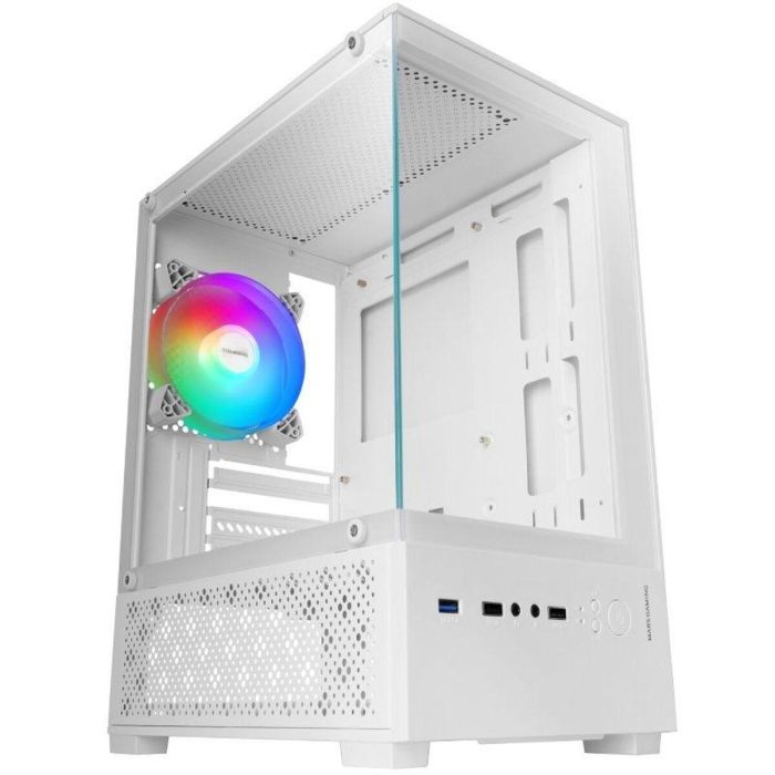 Mars Gaming MC-SE2/MCSE2W Minitorre Gaming Blanca, microATX/Mini-ITX, Cristal Templado, Doble Cámara, Ventilador FRGB 120mm
