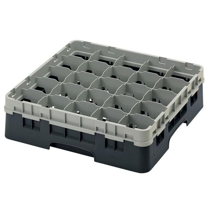 CAMBRO - 25S418-110 - Cesta de lavado 25 comp. 1 altura - 8,7 cm Ø máx. - alt. máx. 11,8cm - 50 x 50 x 14,3 cm - Negro