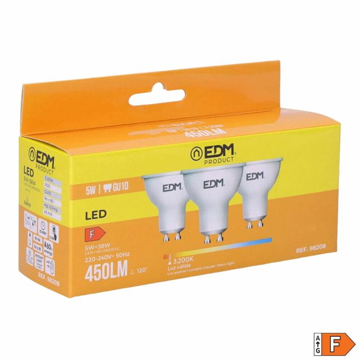 Pack de 3 bombillas LED EDM F 5 W GU10 450 lm Ø 5 x 5,5 cm (3200 K) 4