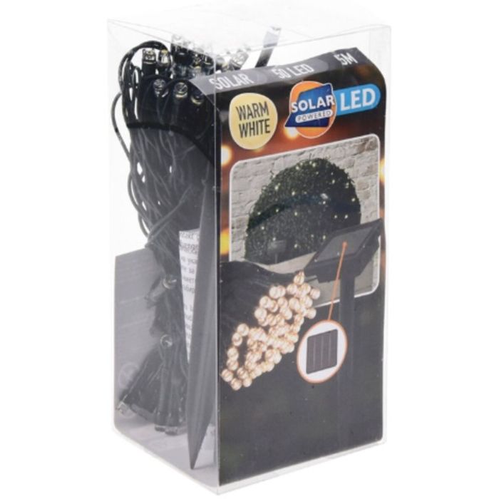 Basics Guirnalda solar LED blanco cálido, 100 LEDs, 10 m, para exterior, IP44