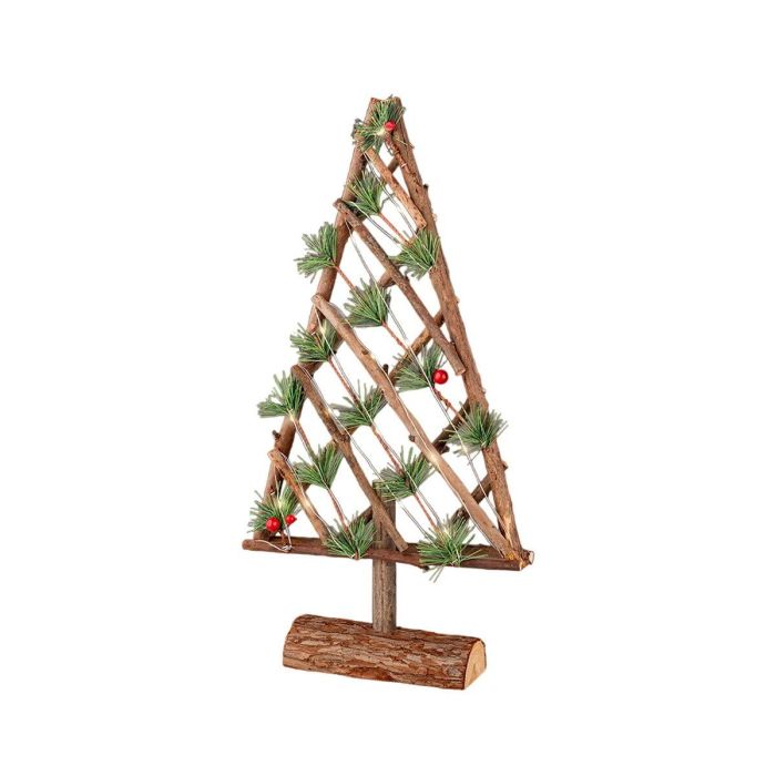 Árbol decorativo microled de madera, 48 cm