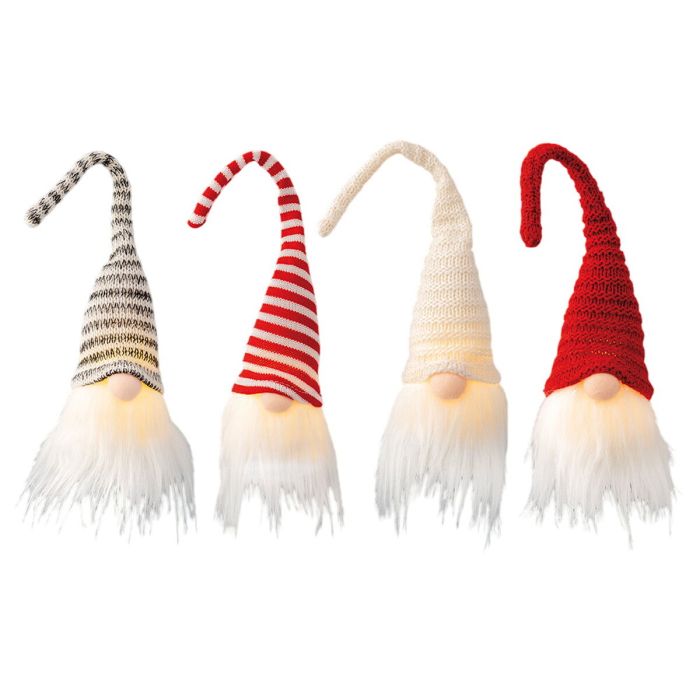 Gnomo led gorro flexible, colores variados, luz fija, 6x7x23cm.