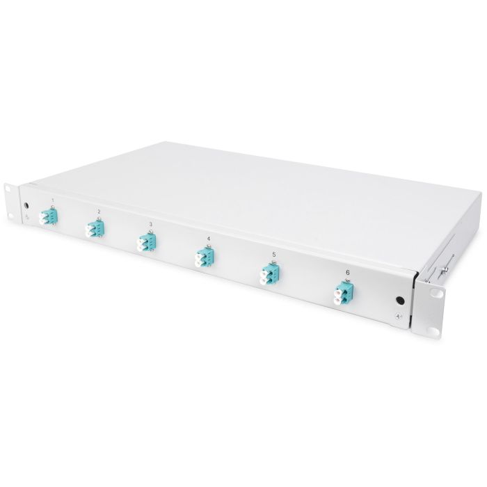 DIGITUS LWL Spleißbox 1HE bestückt 6x LC DX OM3 grau