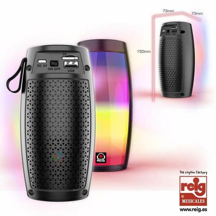 Altavoz bluetooth 5 W con luz y entrada usb 16x8.20x8.20 cm 2