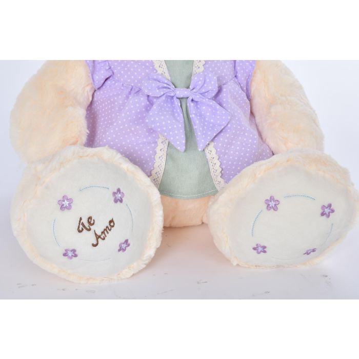 DKD Home Decor Peluche Oso Rosa Lila Beige Poliester 20 x 50 x 42 cm (2 Unidades) 2