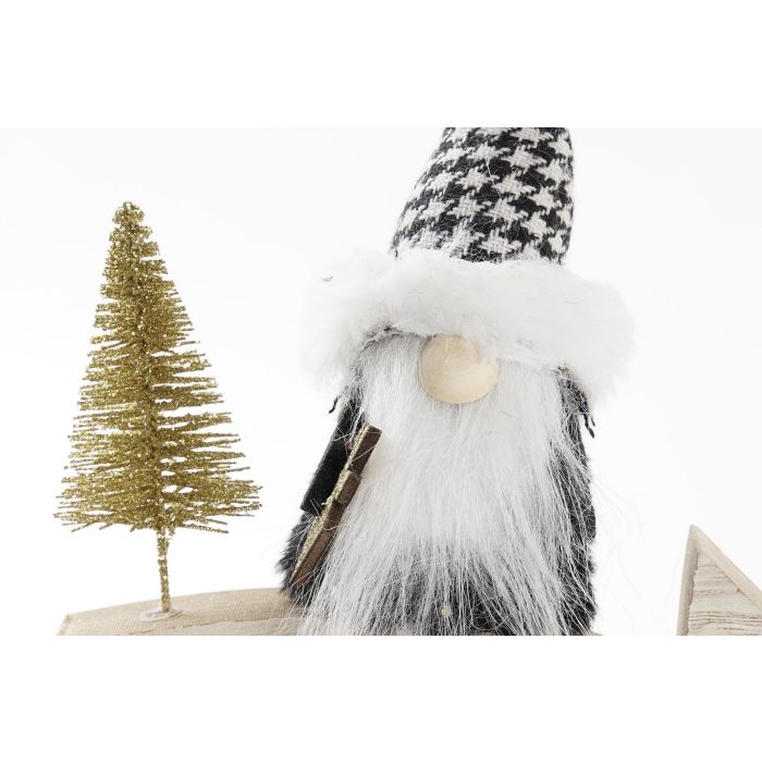 DKD Home Decor Figuras Decoración Navidad Moderna Gnomo Estrella Poliester MDF Negro Blanco 6x19x18 cm (2 Unidades) 1